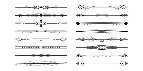 Set Black Simple Line Collection Doodle Border Elements Vector Design Style Sketch Isolated Illustration For Banner