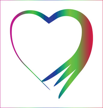 heart shaape with rainbow colour than love