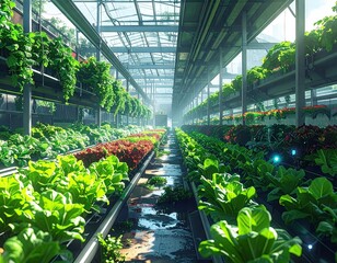 Indoor Greenhouses Growing Lush Leafy Vegetables