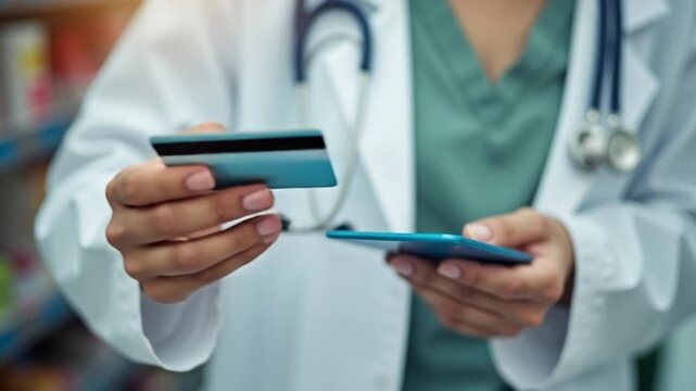 Cashless payment credit card paying cropped view customer buy medicine in pharmacy order pills drugs vitamins purchase pharmacist drugstore online banking medication shopping pay terminal health care