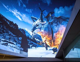 Interactive Digital Art Installation Featuring a Mountain Goat