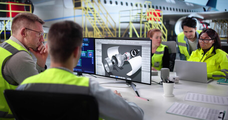 Diverse Aerospace Team Conducting Safety Checks