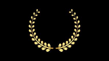 gold laurel wreath on black background 4K resolution stock video - Powered by Adobe