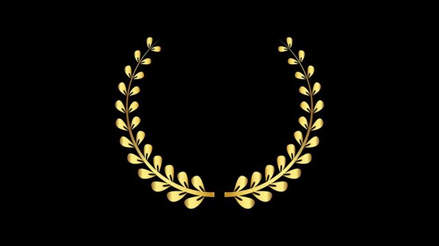 gold laurel wreath on black background 4K resolution stock video