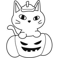 Cat in pumpkin outline