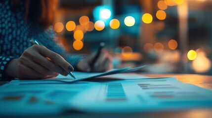 A professional working on risk management compliance on blurred background