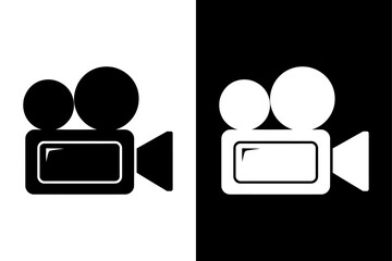 Cinema and Movie Sign Vector Video Camera Icon in Black White