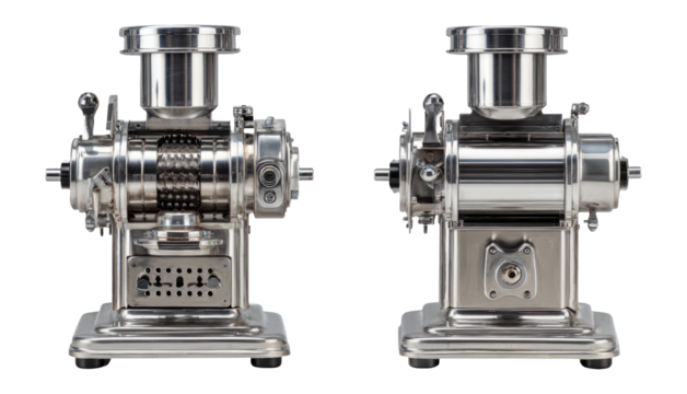 Stainless Steel Food Grinder Machine Isolated on Transparent Background