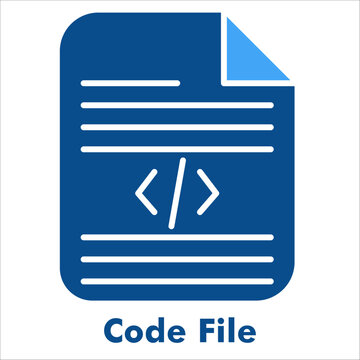 Code file dual tone icon. Programming document, source code, software script, and coding symbol.