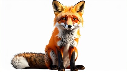 Fototapeta premium Red Fox Sitting Isolated on Transparent Background