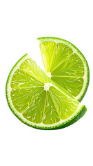 Close-up of a lime slice, vibrant green, juicy