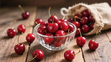 cherries in a glass bowl