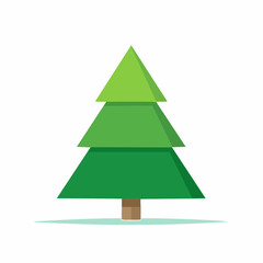 Fototapeta premium Vector illustration of a simple green Christmas tree silhouette, minimal style, isolated on white