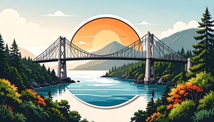 Naklejka premium Scenic bridge over a waterway