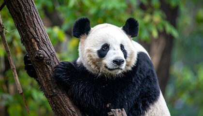 Fototapeta premium Panda climbing a tree (1)
