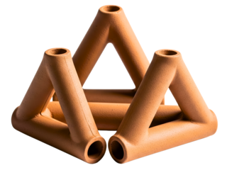 Terracotta triangular shelter for an aquarium on a transparent background