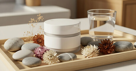 White Cosmetic Jar Mockup, Natural Skincare Display (2)