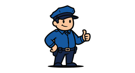 Friendly cartoon police officer giving a thumbs up gesture