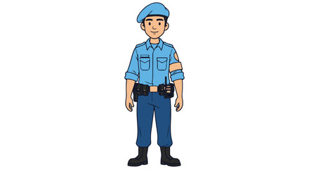 Cartoon illustration of a male police officer in uniform