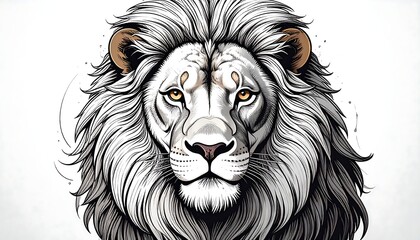White lion portrait, bold lines