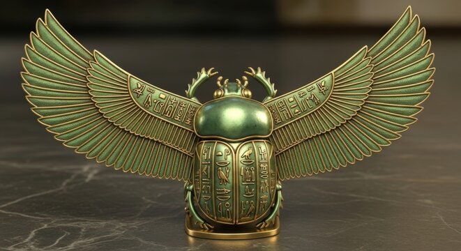 Ancient egyptian scarab isolated on white background