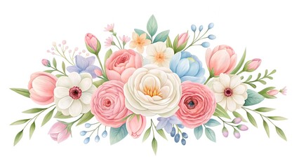 Watercolor Pastel Floral Bouquet Spring Wedding Design