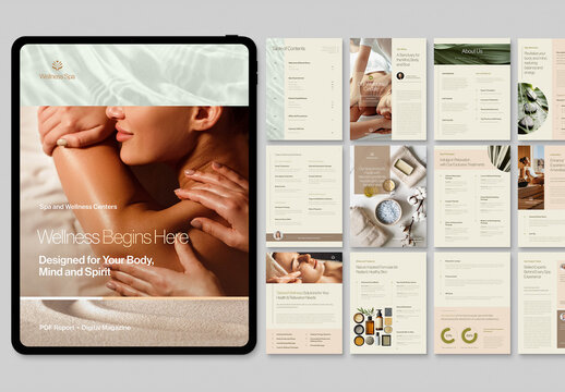 Spa & Wellness eBook Brochure Template for Digital Menus & Guides
