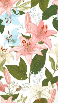 Delicate lily floral pattern