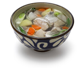 cod fish and root vegetables soup, Japanese traditional food