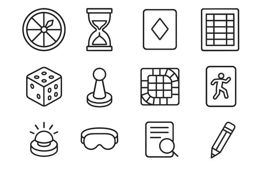 Icons clue party buzzer vector card icon pad board token dice game