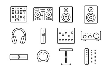 Control music mixer mixing console vector eq knob fader meter icons digital