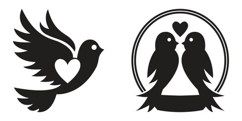 Love bird silhouette vector collection illustration