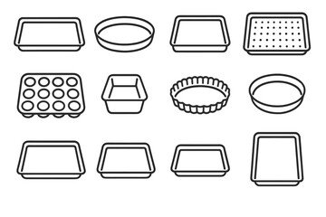 Pie professional gastronorm baking half rectangular round tray icon muffin vector
