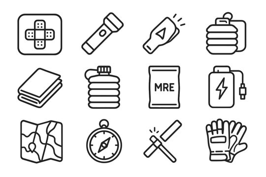 Small emer mre rugged icon blanket collapsible stick pack vector silver