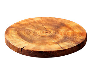 Round wood slice showing tree growth rings and cracks