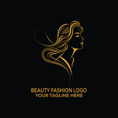 Elegant Beauty Fashion Logo Woman Outline Vector Illustration