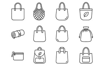 Reusable grocery bag icons icon vector style tote compact foldable shopping