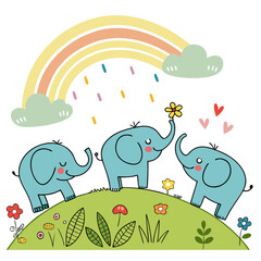 elephant family in the park © farjana