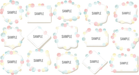 Pastel Decorative Frame Vector Set with Whimsical Borders, Colorful Dotted Labels for Scrapbooking, Invitations, Tags, and Creative Projects