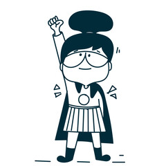 cute girl wearing superhero costume doodle cartoon