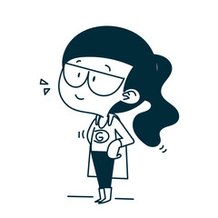 cute girl wearing superhero costume doodle cartoon