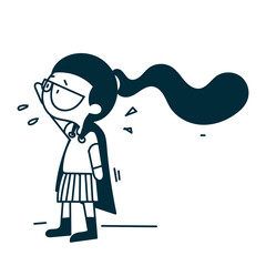 cute girl wearing superhero costume doodle cartoon