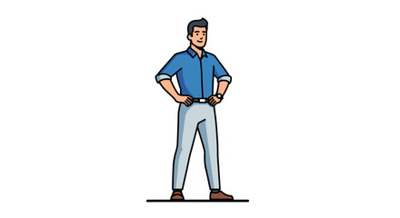 Male character illustration in a confident stance.