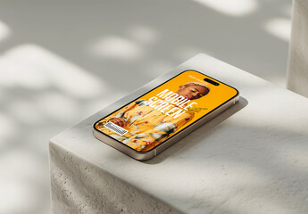 Realistic Mobile Phone Screen Mockup on Qube