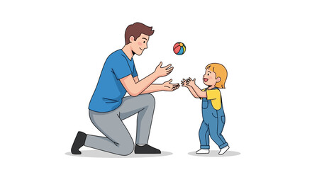 Father and Child Playing Ball Together with Joy.