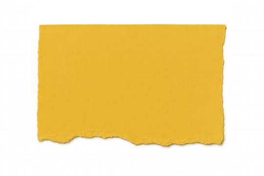 Horizontal yellow torn piece of paper with transparent background, creating a simple yet versatile design element