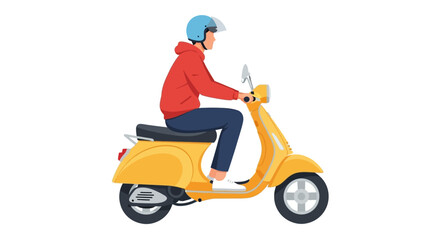 Person Riding a Yellow Scooter.