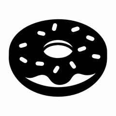 Fototapeta premium A black and white minimalist doughnut icon with sugar sprinkles illustration