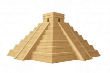 Detailed 3d rendering of ancient mayan pyramid, revealing architectural intricacies with transparent background for seamless design integration