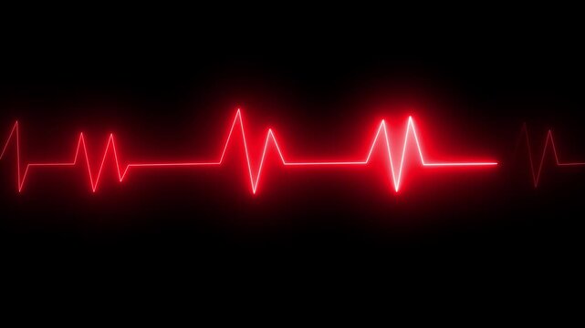Abstract heartbeat and pulse rate signal technology animation on grid background. Heart beat pulse. Electrocardiogram show heart beat line icon animated video 